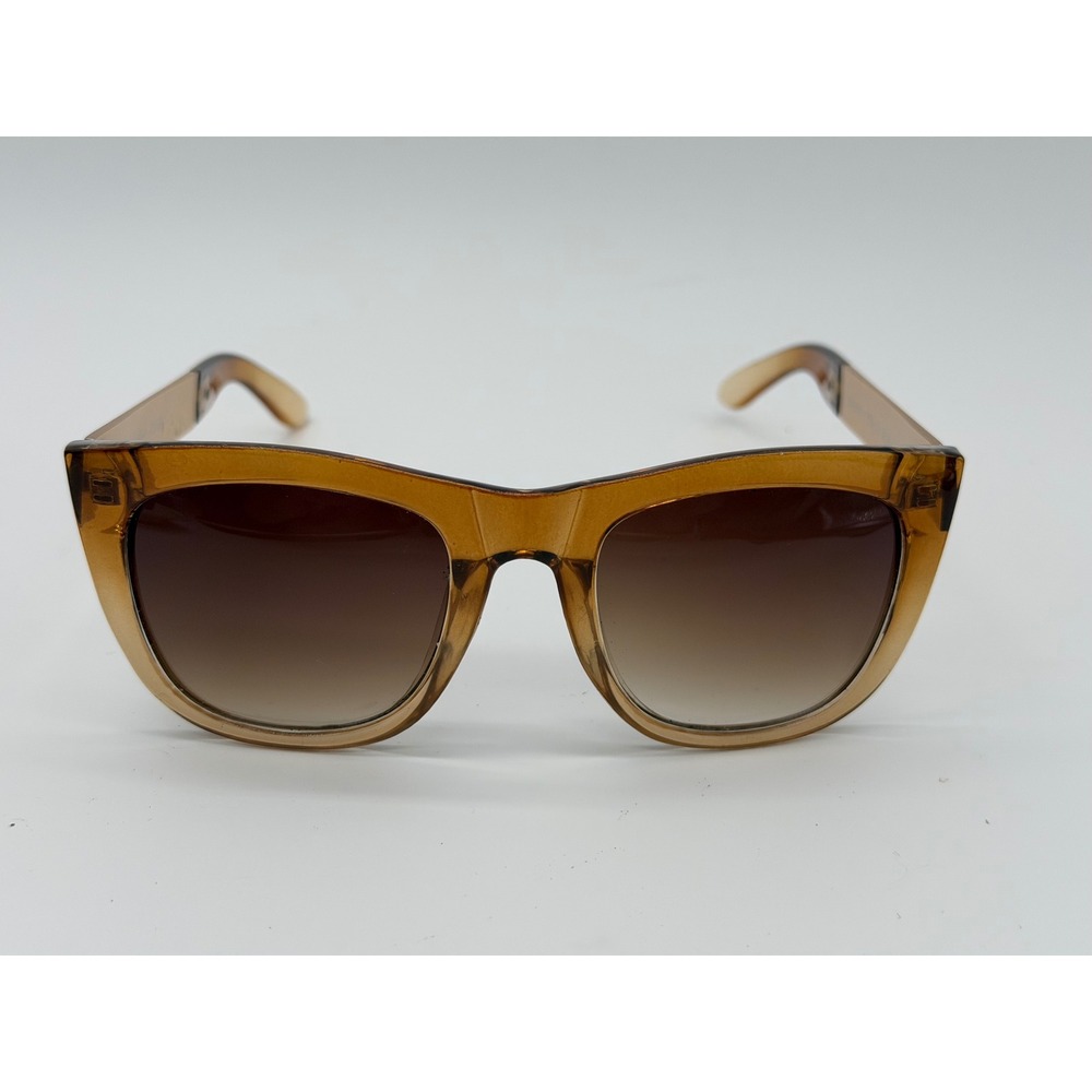 CrushEyes Riviera Sunglasses Amber Translucent Cat Eye Gold Tone Metal Arms